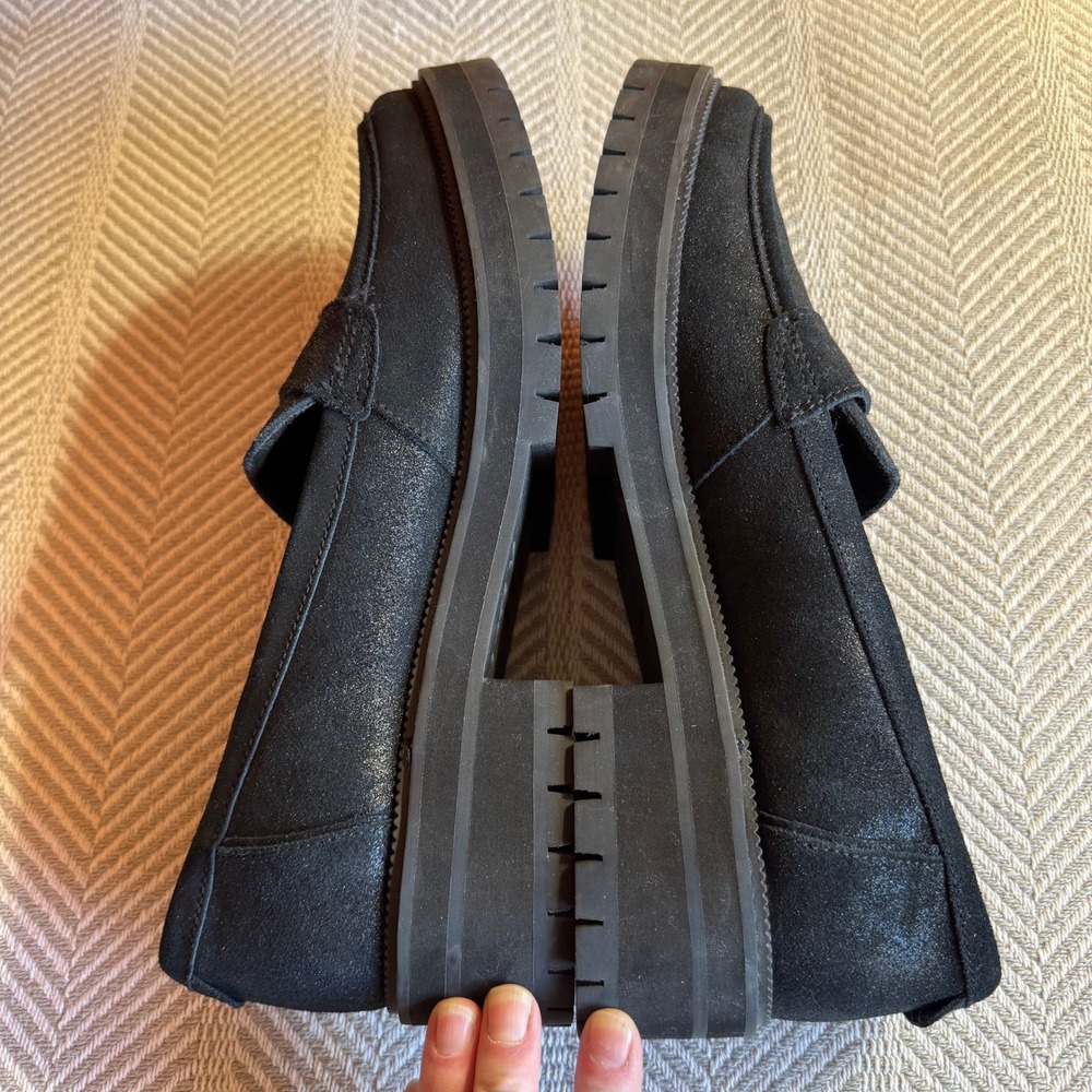 Toms Cara Loafers Black Metallic Leather Size 11 EUC - Picture 5 of 8